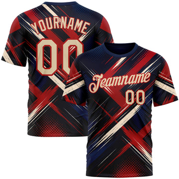 Custom Blue City Cream-Red 3D Pattern Design Germany Sport Wear Performance T-Shirt