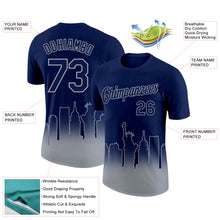 Загрузить изображение в средство просмотра галереи, Custom Navy Gray 3D New York City Edition Fade Fashion Performance T-Shirt
