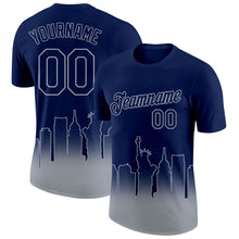 Загрузить изображение в средство просмотра галереи, Custom Navy Gray 3D New York City Edition Fade Fashion Performance T-Shirt
