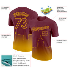 Загрузить изображение в средство просмотра галереи, Custom Burgundy Yellow 3D Washington City Edition Fade Fashion Performance T-Shirt
