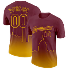 Загрузить изображение в средство просмотра галереи, Custom Burgundy Yellow 3D Washington City Edition Fade Fashion Performance T-Shirt
