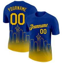 Загрузить изображение в средство просмотра галереи, Custom Royal Yellow-Black 3D Seattle City Edition Fade Fashion Performance T-Shirt
