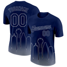 Загрузить изображение в средство просмотра галереи, Custom Navy Gray 3D Dallas City Edition Fade Fashion Performance T-Shirt
