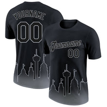 Загрузить изображение в средство просмотра галереи, Custom Black Gray 3D San Antonio City Edition Fade Fashion Performance T-Shirt
