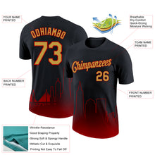 Загрузить изображение в средство просмотра галереи, Custom Black Old Gold-Red 3D San Francisco City Edition Fade Fashion Performance T-Shirt
