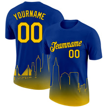 Charger l&#39;image dans la galerie, Custom Royal Yellow-Black 3D San Francisco City Edition Fade Fashion Performance T-Shirt
