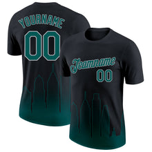 Charger l&#39;image dans la galerie, Custom Black Midnight Green-Gray 3D Philadelphia City Edition Fade Fashion Performance T-Shirt
