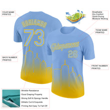 Charger l&#39;image dans la galerie, Custom Light Blue Yellow 3D Boston City Edition Fade Fashion Performance T-Shirt
