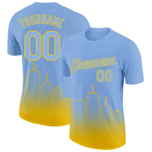 Charger l&#39;image dans la galerie, Custom Light Blue Yellow 3D Boston City Edition Fade Fashion Performance T-Shirt
