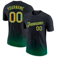 Load image into Gallery viewer, Custom Black Old Gold-Kelly Green 3D Boston City Edition Fade Fashion Performance T-Shirt
