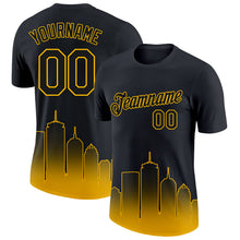 Charger l&#39;image dans la galerie, Custom Black Gold 3D Boston City Edition Fade Fashion Performance T-Shirt
