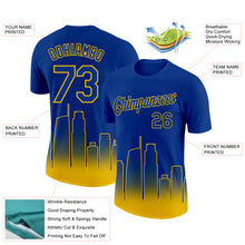 Charger l&#39;image dans la galerie, Custom Royal Yellow 3D Los Angeles City Edition Fade Fashion Performance T-Shirt
