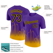 Charger l&#39;image dans la galerie, Custom Purple Black-Gold 3D Los Angeles City Edition Fade Fashion Performance T-Shirt
