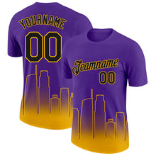 Charger l&#39;image dans la galerie, Custom Purple Black-Gold 3D Los Angeles City Edition Fade Fashion Performance T-Shirt
