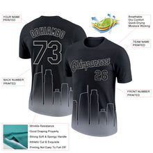 Laden Sie das Bild in den Galerie-Viewer, Custom Black Gray 3D Los Angeles City Edition Fade Fashion Performance T-Shirt
