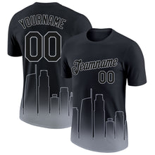 Laden Sie das Bild in den Galerie-Viewer, Custom Black Gray 3D Los Angeles City Edition Fade Fashion Performance T-Shirt
