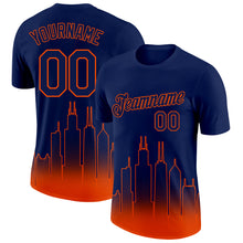 Charger l&#39;image dans la galerie, Custom Navy Orange 3D Chicago City Edition Fade Fashion Performance T-Shirt
