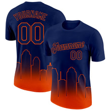 Charger l&#39;image dans la galerie, Custom Navy Orange 3D Houston City Edition Fade Fashion Performance T-Shirt
