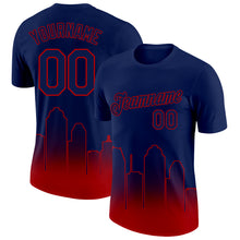 Load image into Gallery viewer, Custom Navy Red 3D Houston City Edition Fade Fashion Performance T-Shirt
