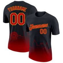 Charger l&#39;image dans la galerie, Custom Black Red-Gold 3D Atlanta City Edition Fade Fashion Performance T-Shirt
