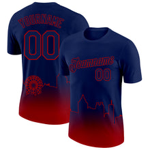 Load image into Gallery viewer, Custom Navy Red 3D Atlanta City Edition Fade Fashion Performance T-Shirt
