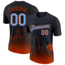 Charger l&#39;image dans la galerie, Custom Black Powder Blue-Orange 3D Miami City Edition Fade Fashion Performance T-Shirt
