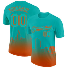 Load image into Gallery viewer, Custom Aqua Orange 3D Miami City Edition Fade Fashion Performance T-Shirt
