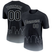 Charger l&#39;image dans la galerie, Custom Black Silver 3D Oakland City Edition Fade Fashion Performance T-Shirt

