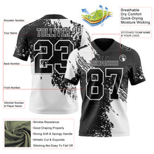 Charger l&#39;image dans la galerie, Custom Black White 3D Pattern Abstract Brush Stroke Authentic Football Jersey
