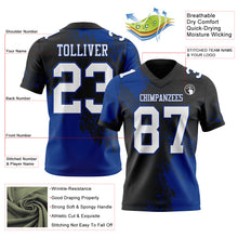 Charger l&#39;image dans la galerie, Custom Black White-Royal 3D Pattern Abstract Brush Stroke Authentic Football Jersey
