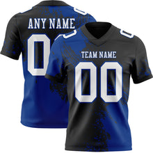 Charger l&#39;image dans la galerie, Custom Black White-Royal 3D Pattern Abstract Brush Stroke Authentic Football Jersey
