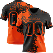 Charger l&#39;image dans la galerie, Custom Black Orange 3D Pattern Abstract Brush Stroke Authentic Football Jersey
