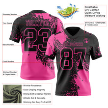 Charger l&#39;image dans la galerie, Custom Black Pink 3D Pattern Abstract Brush Stroke Authentic Football Jersey
