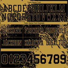Charger l&#39;image dans la galerie, Custom Black Old Gold 3D Pattern Abstract Brush Stroke Authentic Football Jersey
