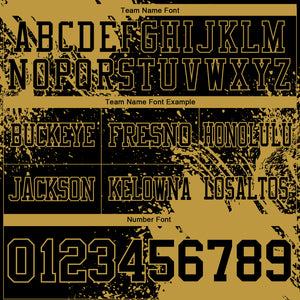 Custom Black Old Gold 3D Pattern Abstract Brush Stroke Authentic Football Jersey