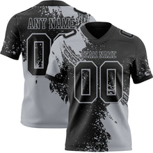 Load image into Gallery viewer, Custom Black Gray 3D Pattern Abstract Brush Stroke Authentic Football Jersey

