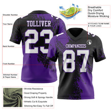 Load image into Gallery viewer, Custom Black White-Purple 3D Pattern Abstract Brush Stroke Authentic Football Jersey
