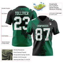Laden Sie das Bild in den Galerie-Viewer, Custom Black White-Kelly Green 3D Pattern Abstract Brush Stroke Authentic Football Jersey
