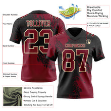 Load image into Gallery viewer, Custom Black Crimson-Cream 3D Pattern Abstract Brush Stroke Authentic Football Jersey
