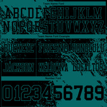 Load image into Gallery viewer, Custom Black Teal 3D Pattern Abstract Brush Stroke Authentic Football Jersey
