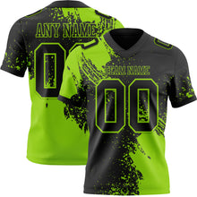 Charger l&#39;image dans la galerie, Custom Black Neon Green 3D Pattern Abstract Brush Stroke Authentic Football Jersey
