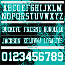 Charger l&#39;image dans la galerie, Custom Black White-Aqua 3D Pattern Abstract Brush Stroke Authentic Football Jersey
