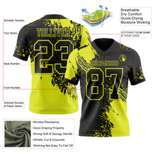 Load image into Gallery viewer, Custom Black Neon Yellow 3D Pattern Abstract Brush Stroke Authentic Football Jersey
