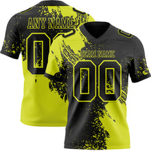 Charger l'image dans la galerie, Custom Black Neon Yellow 3D Pattern Abstract Brush Stroke Authentic Football Jersey
