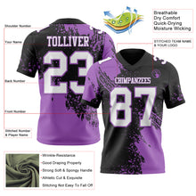 Laden Sie das Bild in den Galerie-Viewer, Custom Black White-Medium Purple 3D Pattern Abstract Brush Stroke Authentic Football Jersey
