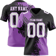 Laden Sie das Bild in den Galerie-Viewer, Custom Black White-Medium Purple 3D Pattern Abstract Brush Stroke Authentic Football Jersey
