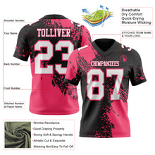 Load image into Gallery viewer, Custom Black White-Neon Pink 3D Pattern Abstract Brush Stroke Authentic Football Jersey

