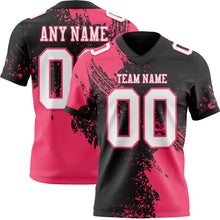 Load image into Gallery viewer, Custom Black White-Neon Pink 3D Pattern Abstract Brush Stroke Authentic Football Jersey
