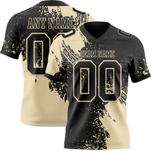 Charger l&#39;image dans la galerie, Custom Black Cream 3D Pattern Abstract Brush Stroke Authentic Football Jersey
