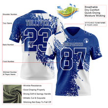 Load image into Gallery viewer, Custom Royal White 3D Pattern Abstract Brush Stroke Authentic Football Jersey
